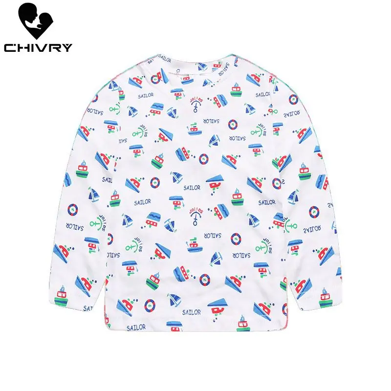 Весенне-Осенняя детская футболка для мальчиков и девочек Детские футболки с