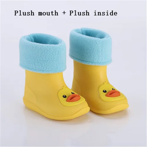 Новинка; детская непромокаемая обувь; модные детские сапоги из пвх; резиновая обувь для мальчиков и девочек с героями мультфильмов; водонепроницаемые резиновые сапоги теплые плюшевые зимние сапоги - Цвет: Picture style