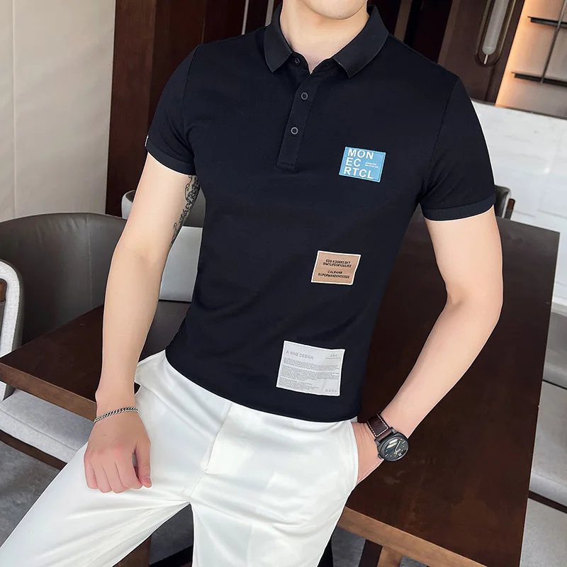 

Summer High Quality Polo Shirts Print Logo Short Sleeve POLO Hombre New Design Casual Business Lapel Tops Slim Male Clothing
