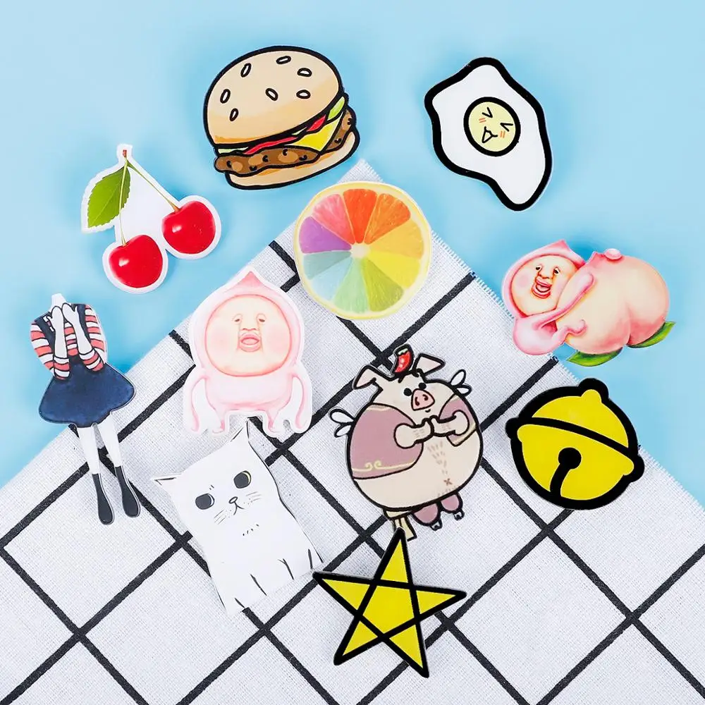 Милая мультяшная акриловая брошь с маленьким шариком персиковая Значки для