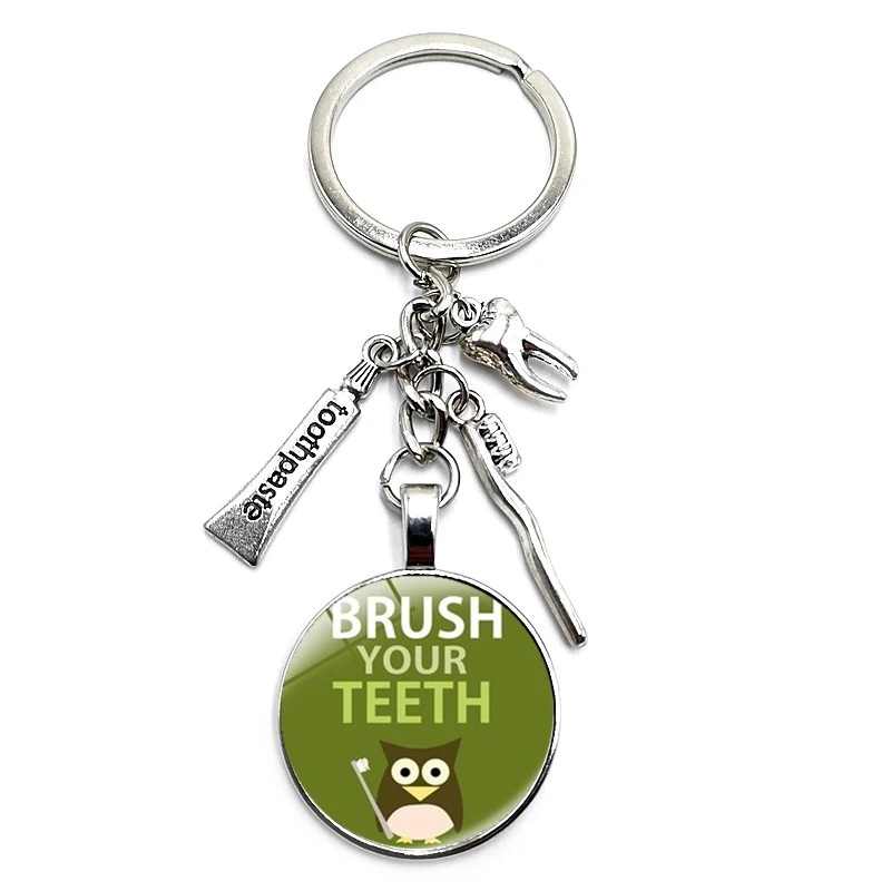 

2020 Here Comes Santa Floss Handmade Keychains Fashion Jewelry Glass Gift Love Your Teeth Pendant Keychain