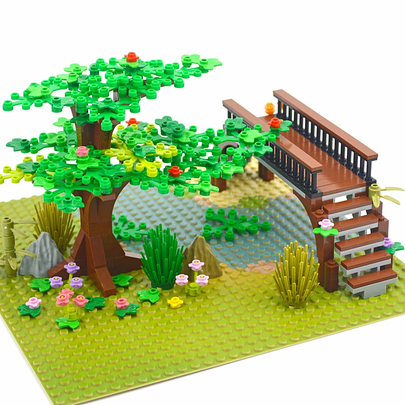 

1set Tree Green Bush DIY Building Blocks Flower Grass Plants Garden Compatible City DIY MOC Building Blocks Accessories Parts