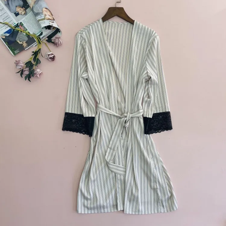 

Women Sleepwear Intimate Lingerie Sexy Print 3PCS Pajaams Suit Satin Nightwear Spring Summer New Lace Bathrobe Gown Pyjamas