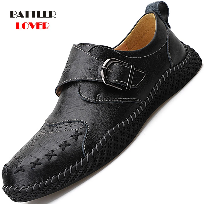

2021 Men Genuine Leather Casual Shoes Luxury Brand Loafers for Male Moccasins Breathable Slip-on Driving Shoes Plus Size 38-50