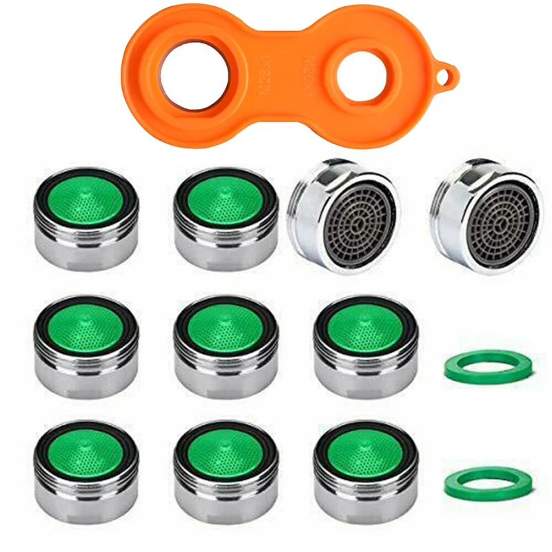 

10Pcs Aerator Faucet Tap Water Saving Aerator Copper with Faucet Wrench Jet Regulators Filter Spare Part for Kitchen Bath Tools