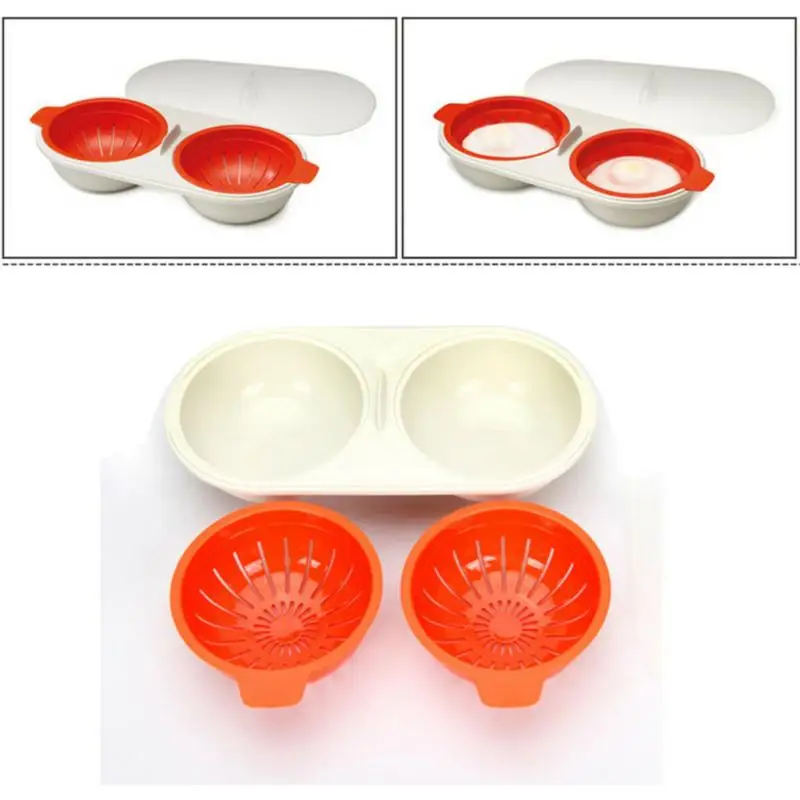 

1 Pcs Microwave Egg Cooker Kitchen Utensil Double Cup Steam Egg Boiler Home Kitchen Egg Tool Microwave Cooking Tool Egg Cooker