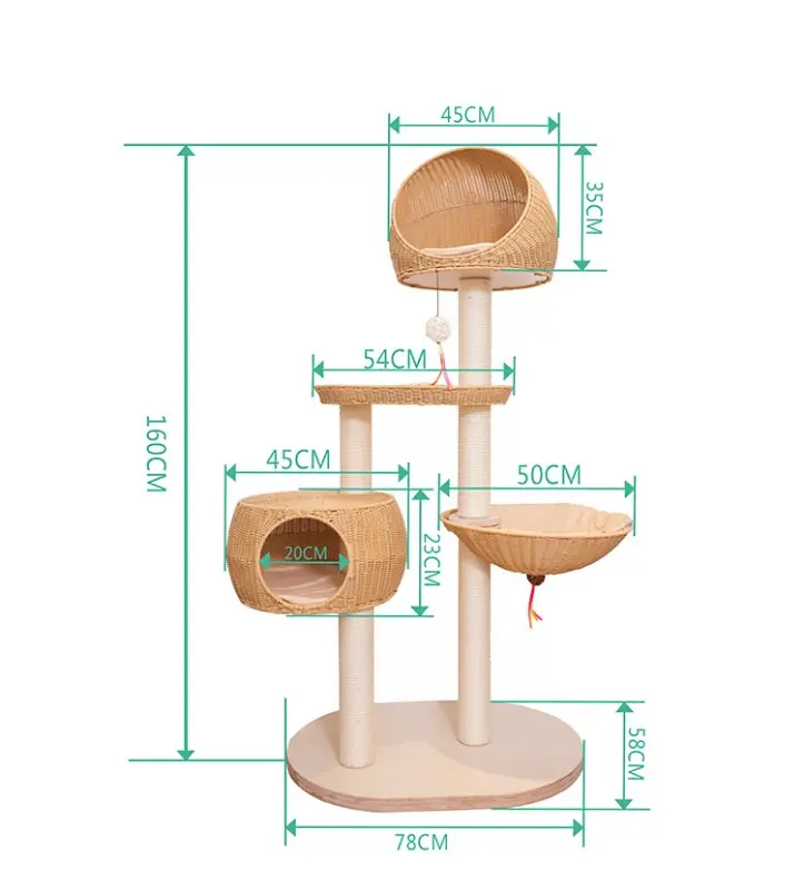 

Cat tree rattan solid wood cat climbing frame one cat house house cat litter villa cat toy jumping platform summer cat furniture