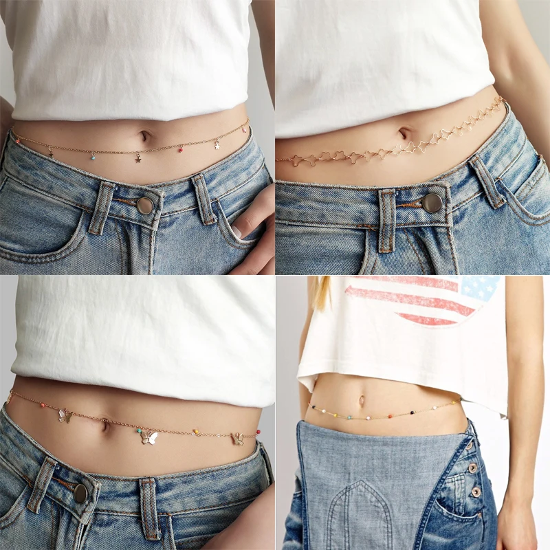 Женская цепочка на талию с бусинами бабочками винтажная пляжная подвесками в