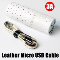 universal android micro usb cable leather pattern 3a micro cable fast charger cord mobile phone charging wire fashion usb kable