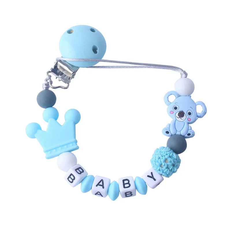 

Baby Pacifier Clips Chain Customized Name Cartoon Koala Silicone Bead Dummy Chain Newborn Attache Sucette Kids Molar Chains Gift