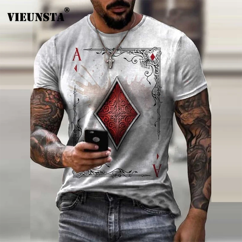 Футболка мужская с принтом карт и покера Повседневная рубашка коротким рукавом