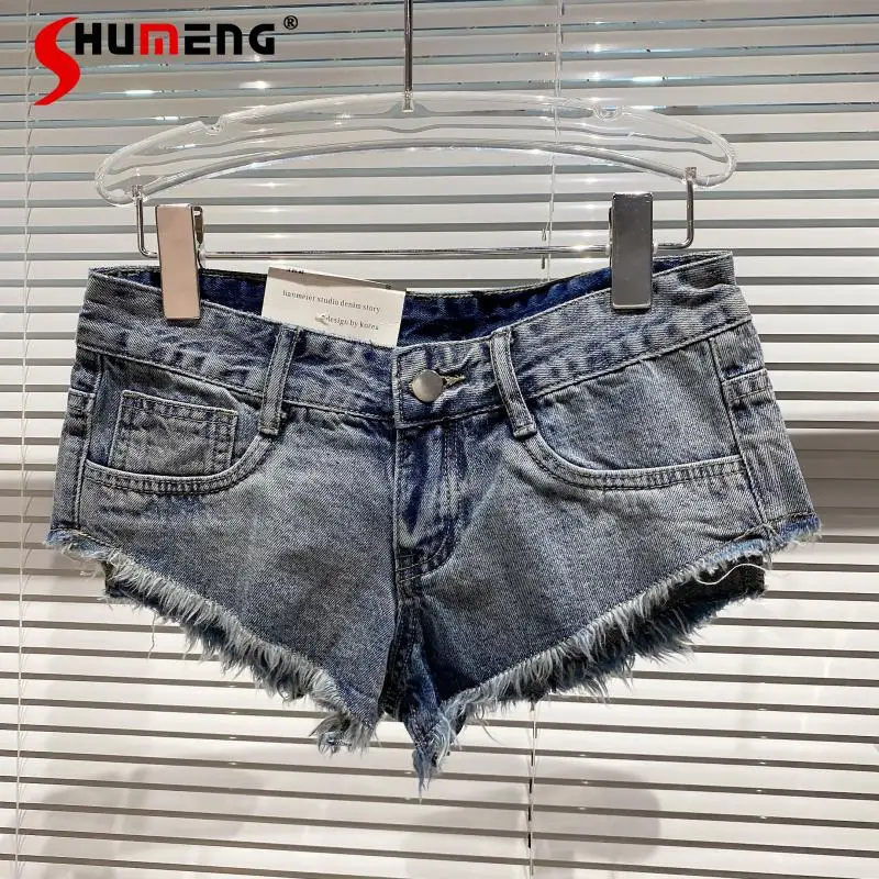 

Новинка лета 2021, модные простые джинсовые мини-брюки, женские джинсовые шорты в стиле старой мойки, женские Супер Короткие широкие штаны, по...