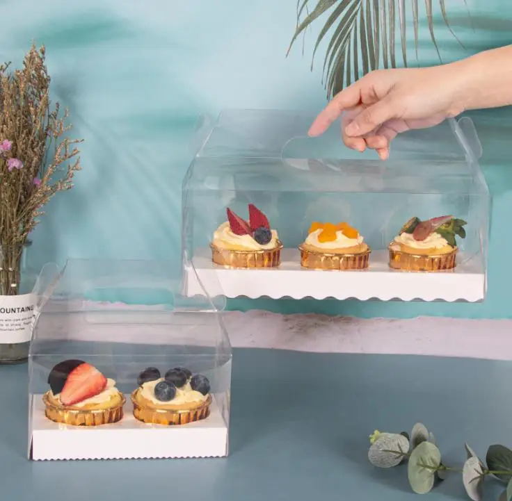 

2/3 упаковочная коробка для кексов, прозрачная портативная коробка для кексов, прозрачные коробки для кексов, подарочная упаковка для выпечк...