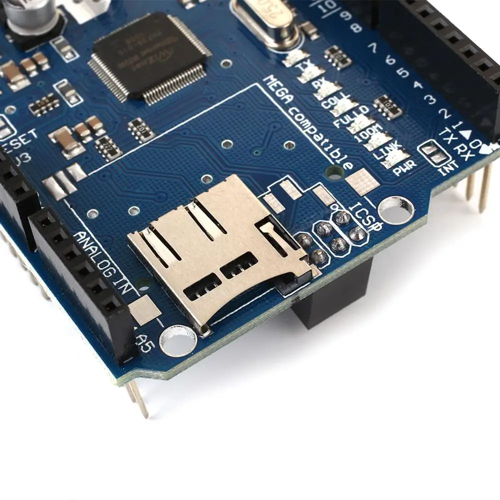 Распродажа Cewaal Ethernet W5100 плата расширения сети модуль щит для Arduino Mega с слот карты