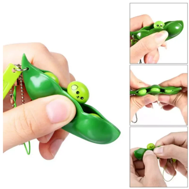 Забавный бесконечный Сжимаемый эдамаме выражение гороха Цепочка-Брелок