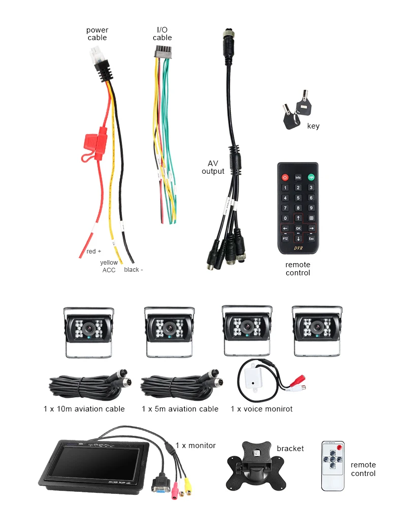 Бесплатная доставка Автомобильный видеорегистратор 4 канала H.264 256G SD Mdvr