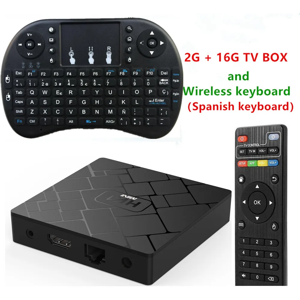 with Spanish keyboar Android 9,0 hk1 Мини ТВ приставка 4K 3D H.265 Wifi 2G DDR3 16G EMMC rom Youtube Google Assistant 3D видео ТВ приставка - Цвет: with Spanish keyboar