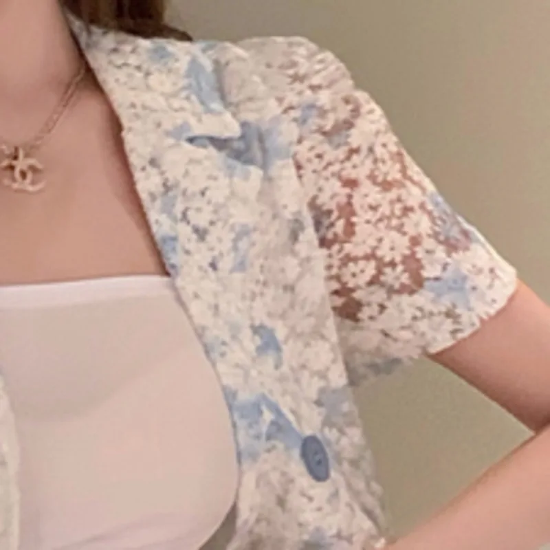 

Sweet Fairy Two-piece Sets Women Tie-dye Hollow Jacquard Suit + A-line Skirt Conjuntos De Vestido 2021 Summer New Skirts Suits