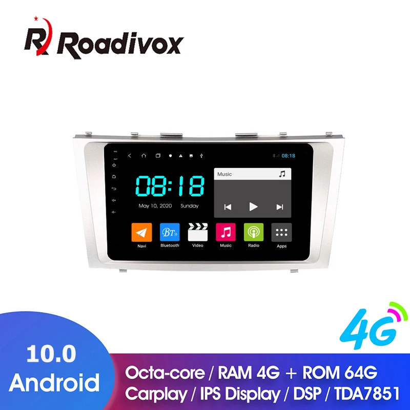 9 дюймов Android 10.0 ОЗУ 4 Гб ПЗУ 64 ГБ для Toyota Camry 2007-2011 Автомобильный Dvd Gps-навигатор
