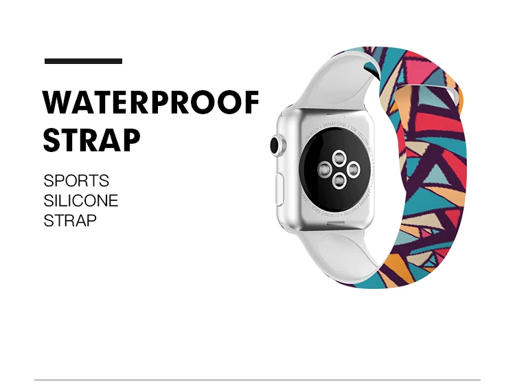 40mm 44mm Printing Watch Bands For Apple Watch 4 Rubber Strap Sport Bracelet 42mm 38mm For Iwatch 3 2 1 Accessories