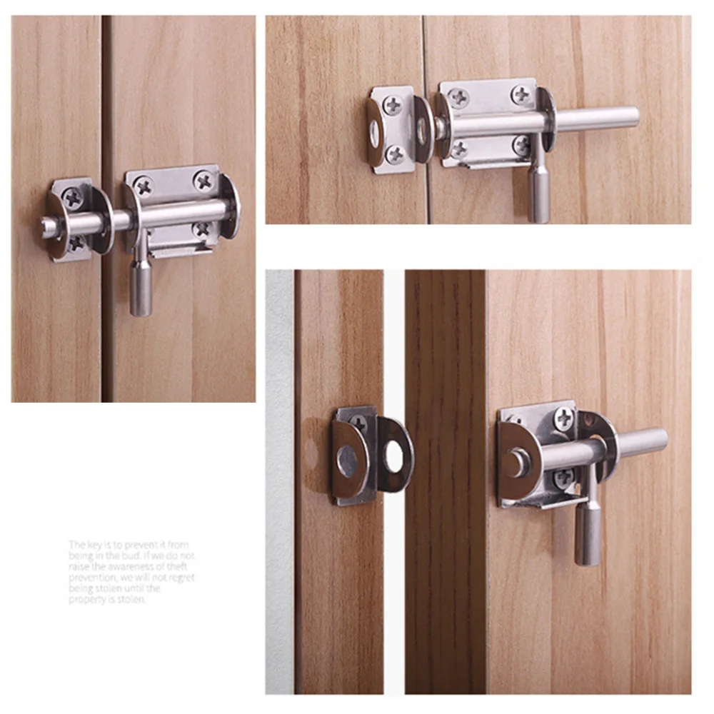 

Stainless Steel Safety Door Bolts Latches Anti-Theft Lock Buckle Thickened Stainless Steel Bedroom Door and Window (Silver