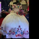 Женское платье с вышивкой, Белое Бальное Платье с открытыми плечами, в мексиканском стиле, 15 цветов, для выпускного вечера,