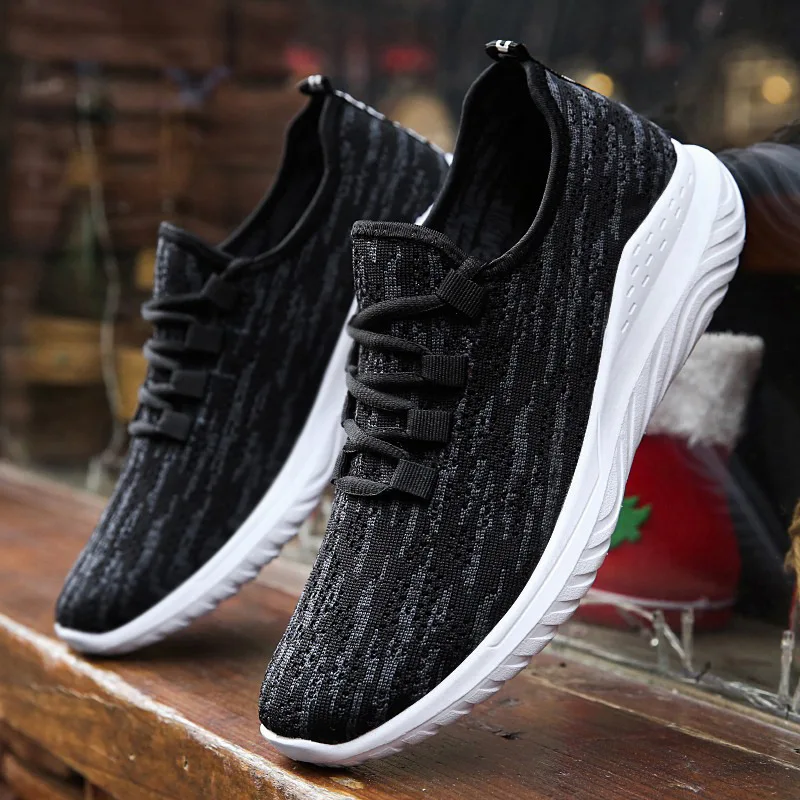 

Korea Style New Woven Sneakers Casual Spring Autumn Shoes Air Cushion Sneakers Flying Woven Trainers Fashion Lace-Up Man Shoes