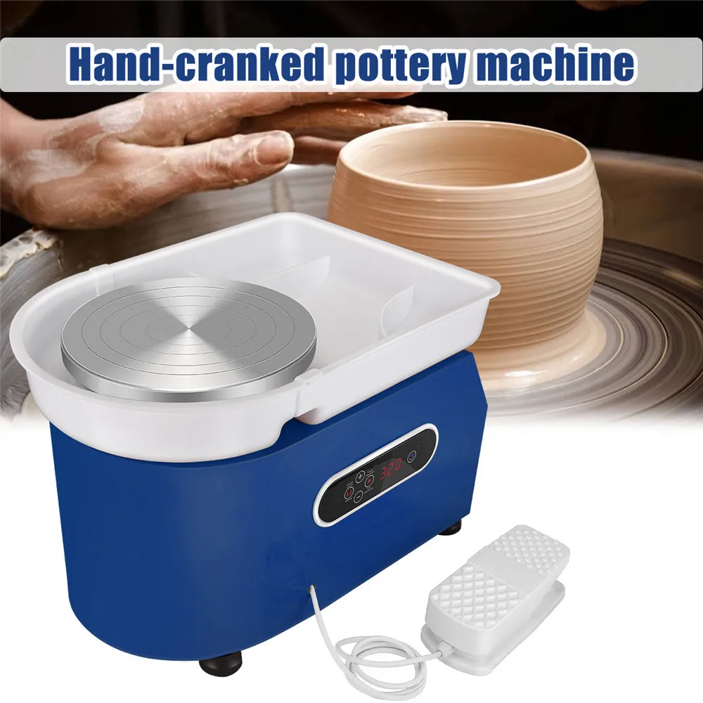 M&aacute;quina formadora de cer&aacute;mica, rueda de cer&aacute;mica de 350W y 25cm con pies ajustables, Pedal de palanca para trabajo de cer&aacute;mica, artesan&iacute;a art&iacute;stica de arcilla DIY-1