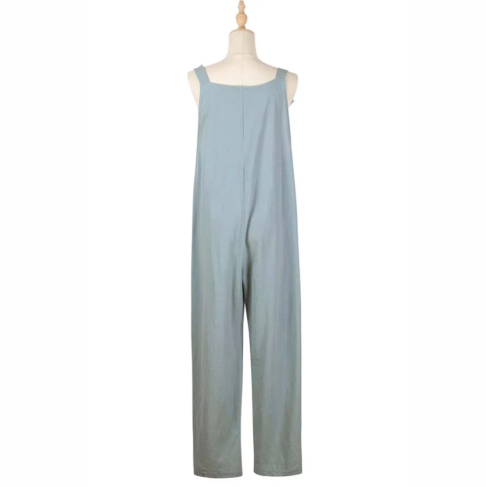 

Women Spring Pants High Waist Casual Overalls Rompers Women's Pocket Bowknot Workman's Wear Spaghetti Strap Straight Jumpsuit