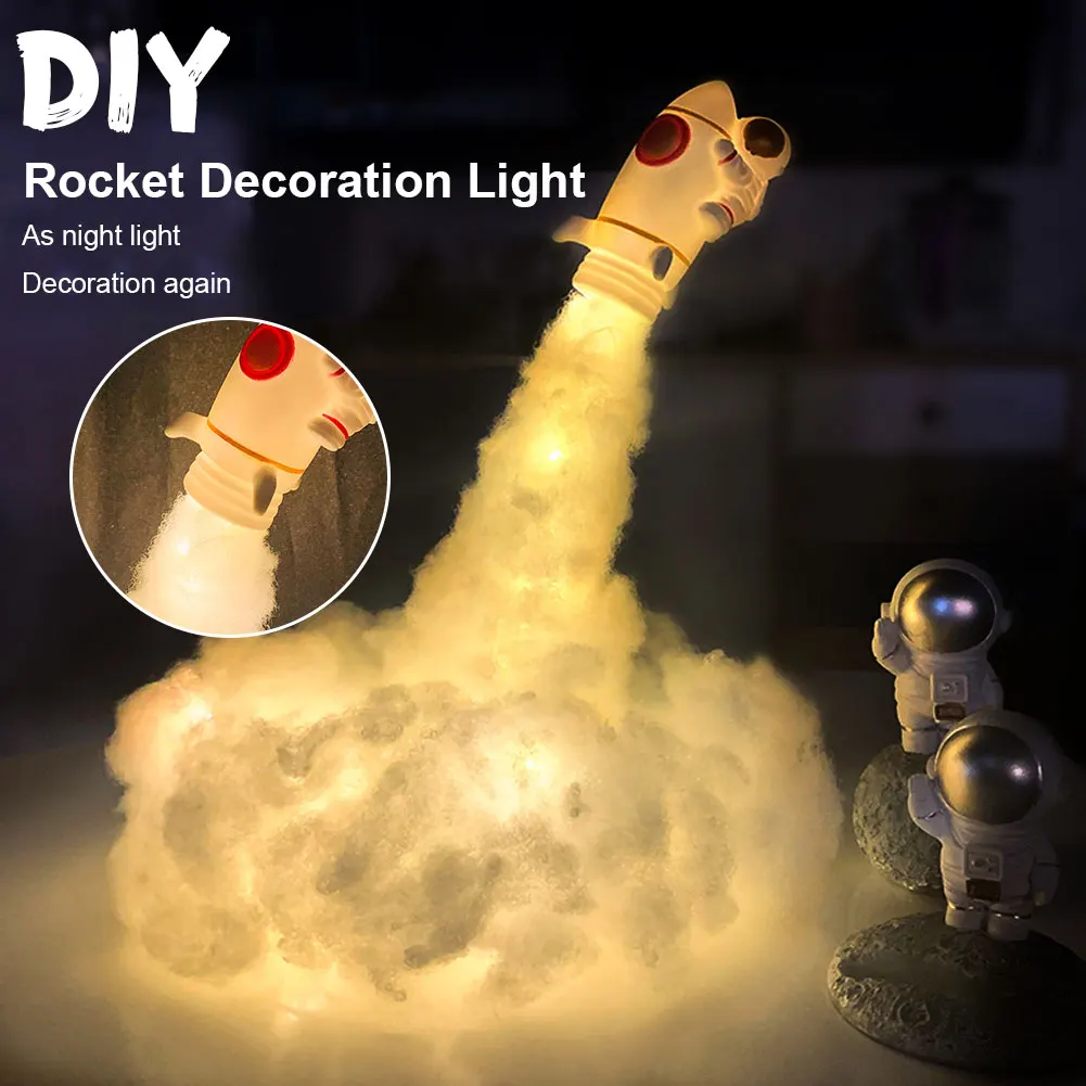 

New Dropshipping Space Shuttle Lamp And Astronaut Lamps In Night Light By 3d Print For Space Lovers Rocket Lamp Decoration