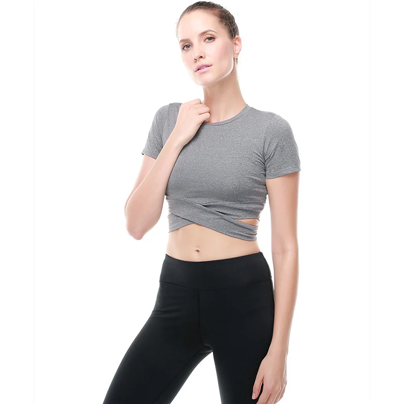 Женская рубашка с коротким рукавом Nessaj весенне-летняя Облегающая для бега