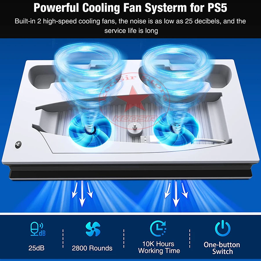 new game console cooling stand for playstation 5 with 2 cooler fan dual led gamepad charger station for ps5 discdigital edition free global shipping