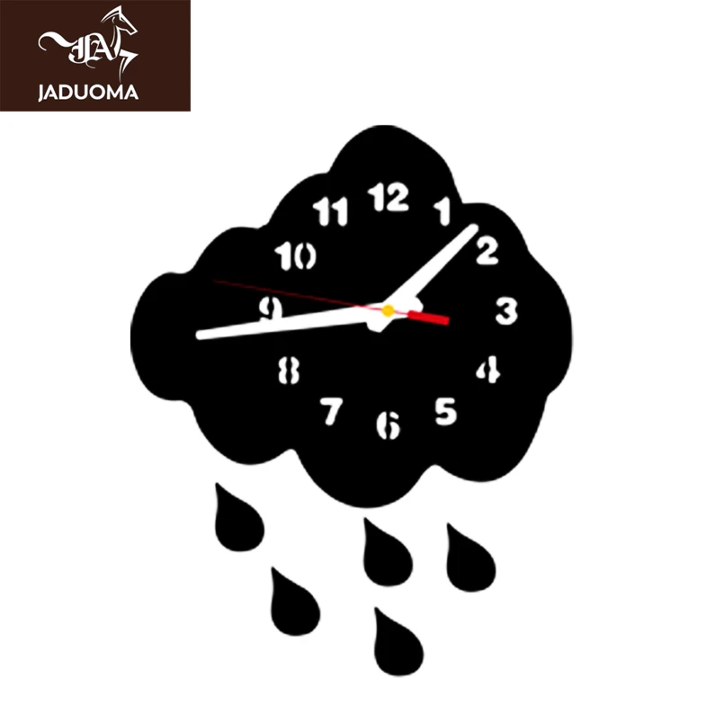 

JADUOMA 3D Wall Clock Stickers 3D Fashion Cloud Rain Mirror Wall Clock Acrylic Wall Clock Modern Design Living Room Decoration