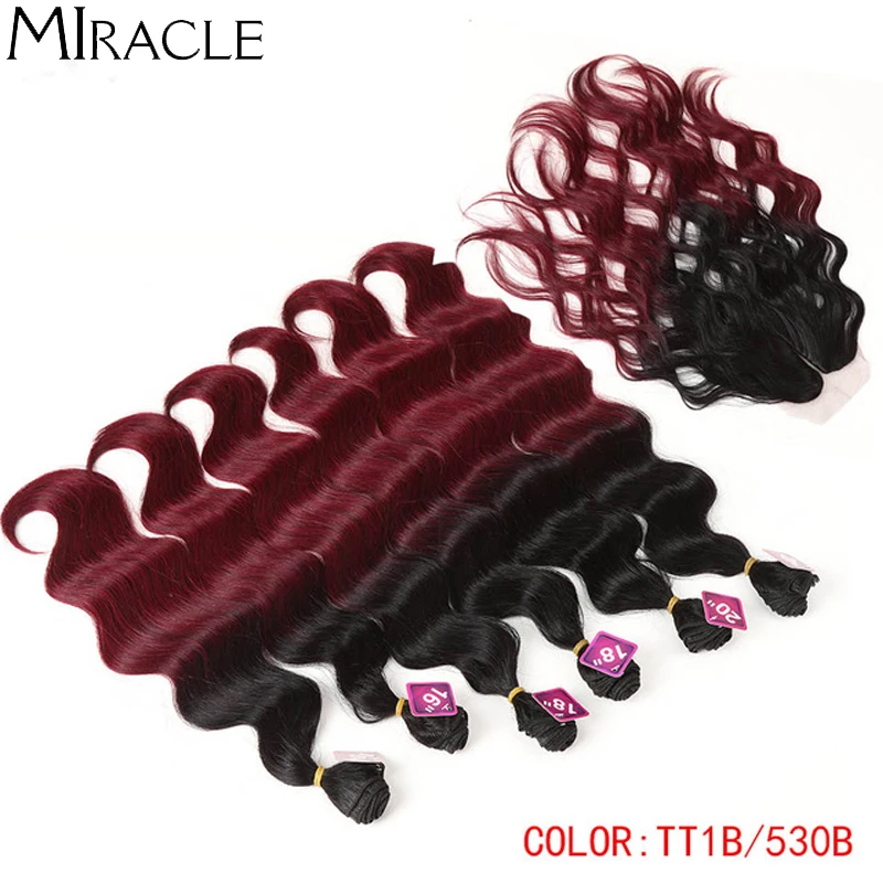 

Synthetic Hair Deep Wave Sew In With Closure Middle Black Blonde Water Wave Hair 6 Bundles With Closure Lace For Black Women