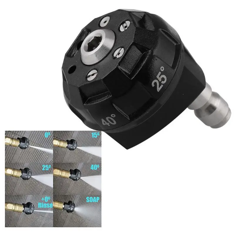 

Pressure Washer Nozzle Tips 6 in 1 Changeover 1/4 Inch Quick Connect Pressure up to 4000PSI Linear Fan-shaped Foam Nozzle Car