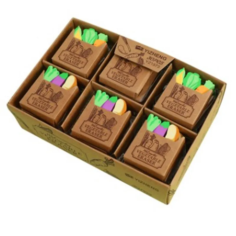 

3 pcs/set Creative Cartoon Cute Vegetable Eraser Rubber Child Pupils Examination Learning Stationery Prizes School Office Supply