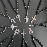 2022 new arriva models cross rosary hexagram necklace car rearview mirror ornaments decorate pendant pterosaur sword accessories
