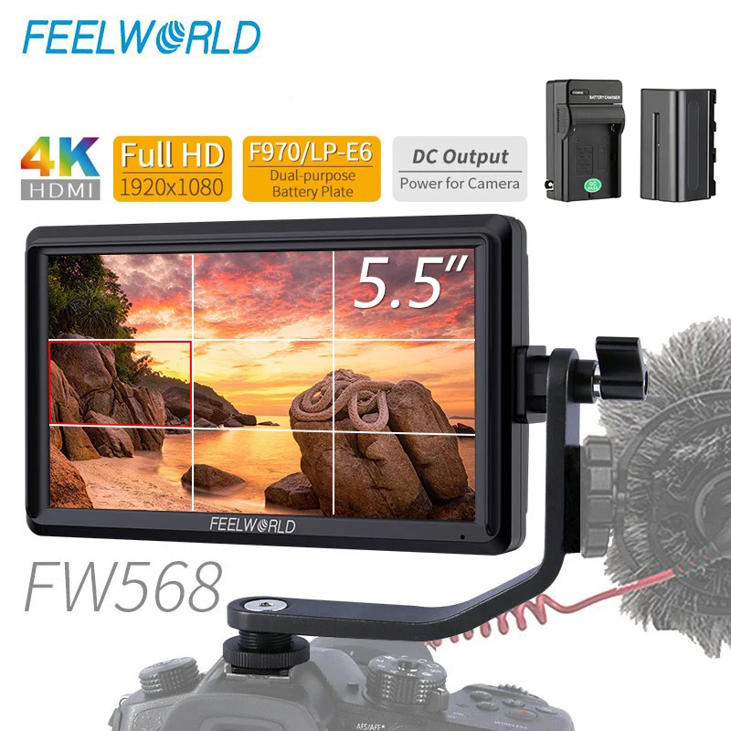 Online FEELWORLD F6 PLUS 4K Monitor 5,5 Zoll Auf Kamera DSLR 3D LUT Touchscreen IPS FHD 1920x1080 Video 4K HDMI Feld Monitor Dslr