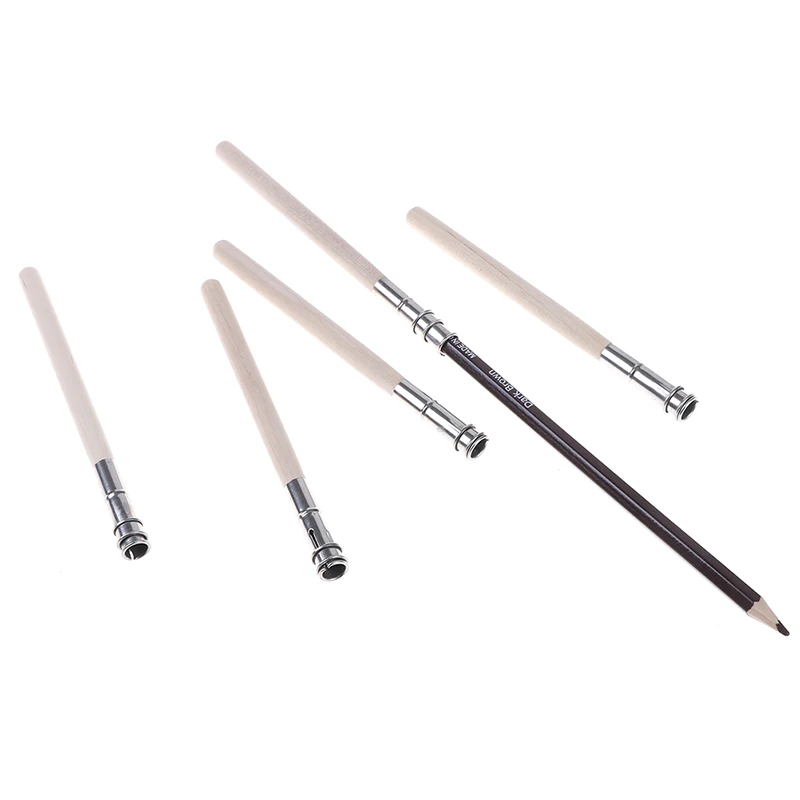 

5Pcs Pencil Extender Adjustable Wooden Lengthener Holder Painting Drawing Tool