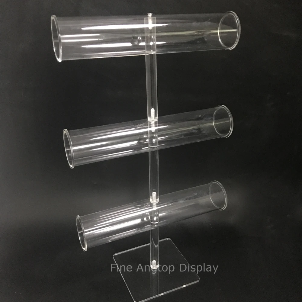 Acrylic Clear Jewelry Display 3 Layer T Bar Bracelet Display Rack Watch Stand Holder Bangle Organizer