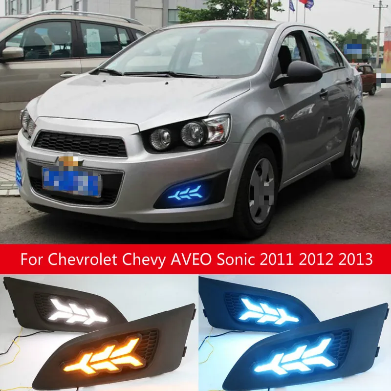 Дневные ходовые огни 1 пара для Chevrolet Chevy AVEO Sonic 2011 2012 2013 Светодиодные ДХО |