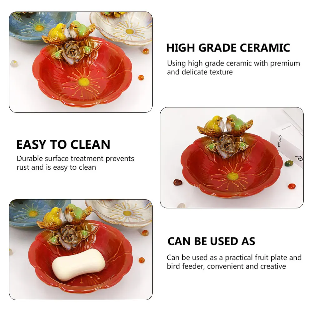 

1PC Household Fruit Plate Adornment European Style Decorative Crafts Tray (Red)