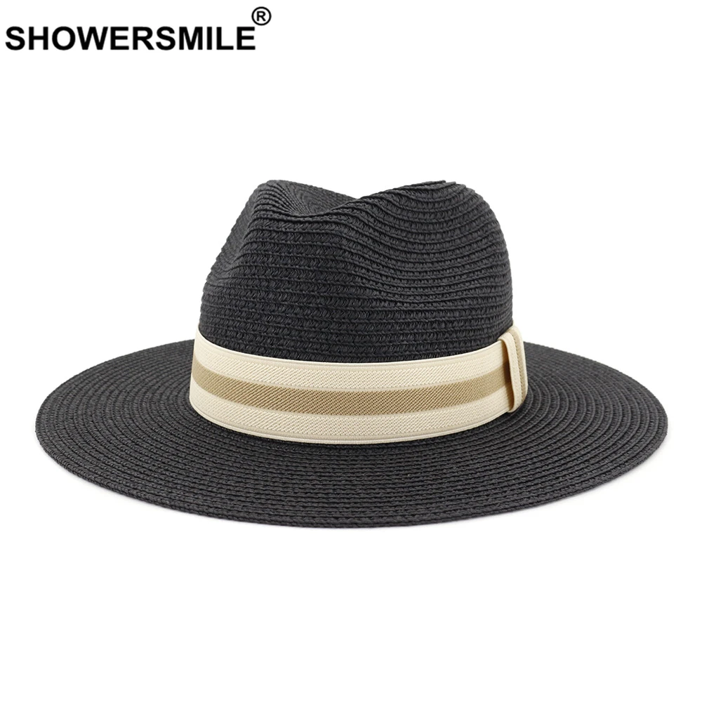 

SHOWERSMILE White Summer Hats for Women Straw Hat Ladies Jazz Fedora Vintage Sombrero Travel Beach British Style Men Panama Hat