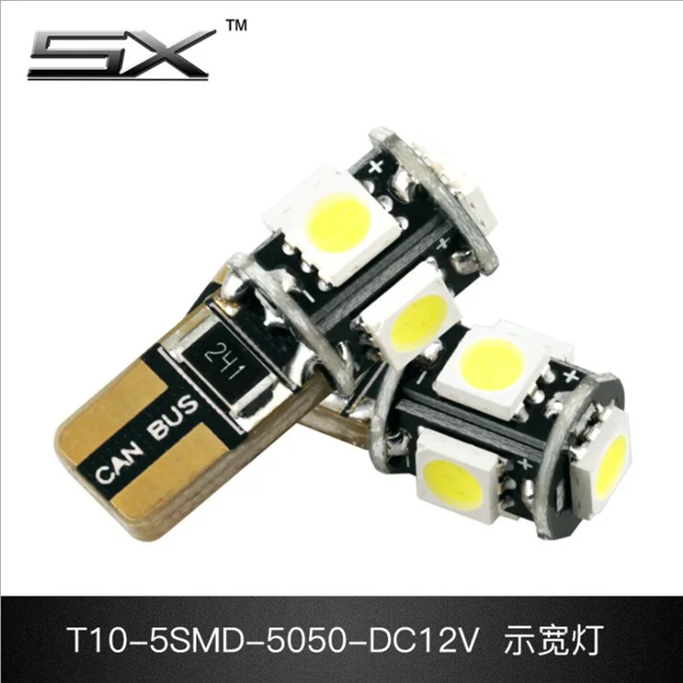 Декодирование боковой лампы T10 5smd 5050 светодиодная лампа для номерного знака