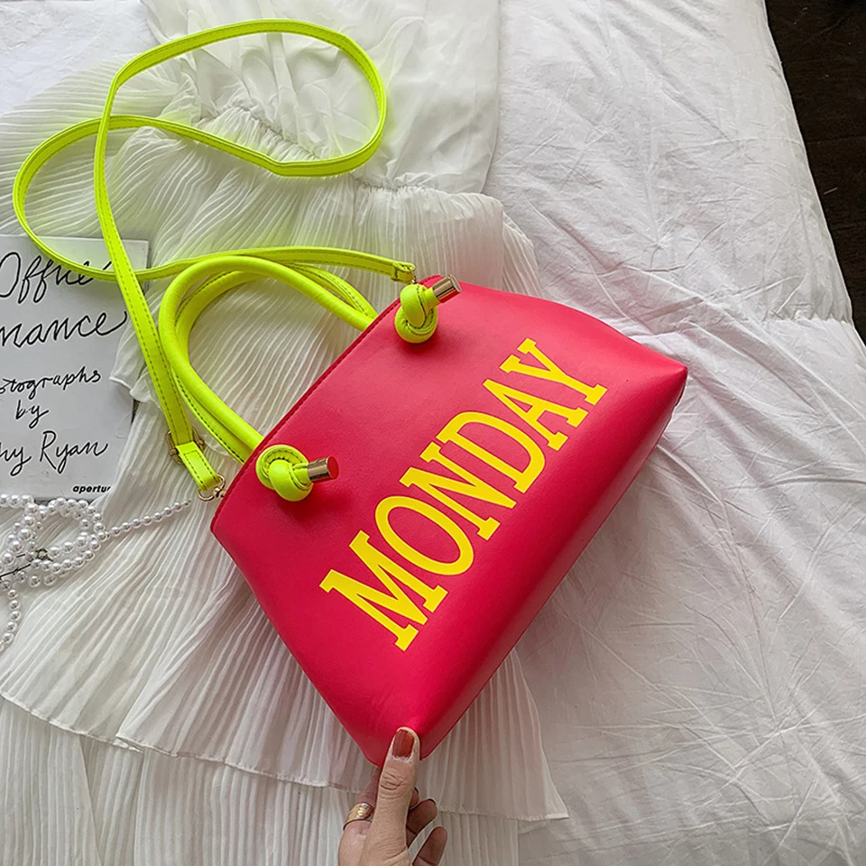 Женская сумка тоут неоновый цвет желтая через плечо из искусственной кожи