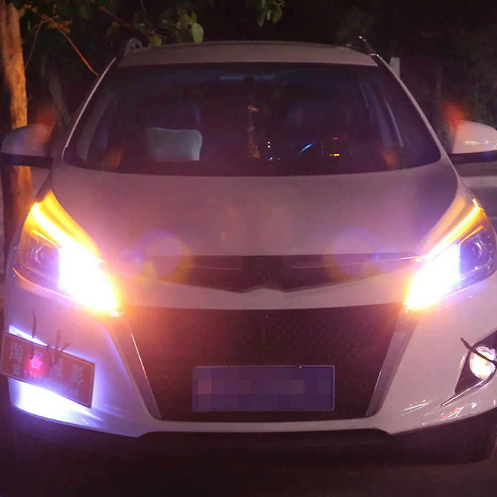 2 шт. неоновые автомобильные поворотные сигнальные полосы для фар в сборе лампы