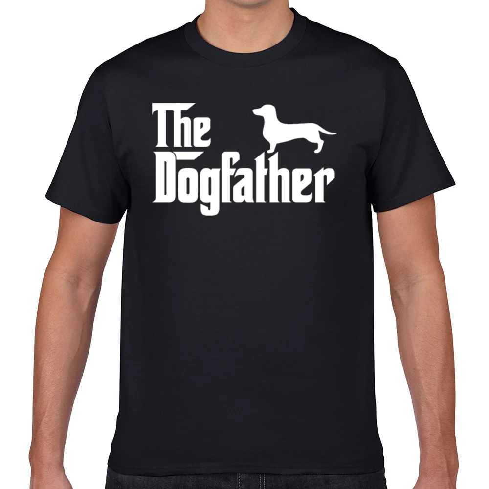 

Tops T Shirt Men dachshund dogfather Design Black Geek Cotton Male Tshirt fa004