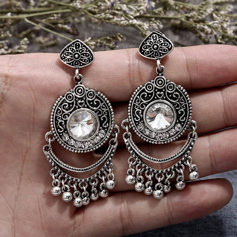 Женские винтажные серьги Crazy Feng этнические ажурные подвески в виде сердца из