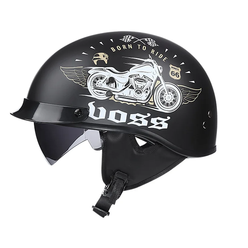 

Retro Motorcycle Helmet Vintage Casco Moto Open Face Scooter Biker Motorbike Racing Riding Helmet with DOT Certification Half