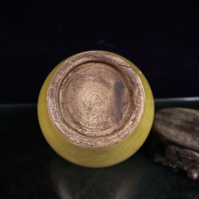 

Early Collection of Old Porcelain Opened Yellow Glazed Jars No. 2 Family Collection